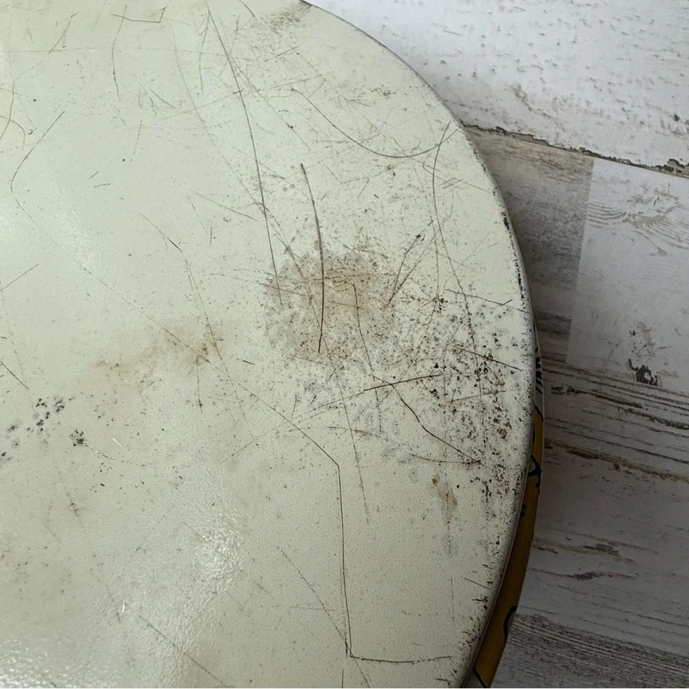 Vintage 1960s Mid Century Modern Large Round Metal Daisy Serving Tray